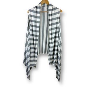 Life is Beautiful gray and white stripe‎ open front vest NWT One Size